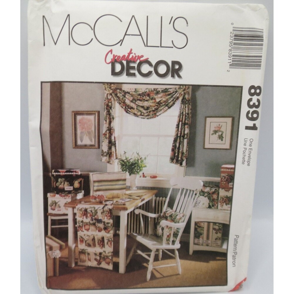 McCall's 8391 Creative Decor Home Sewing Pattern 1990s Swags Covers Organizer